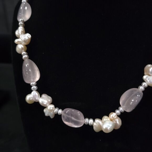 (4) Gemstone Agate Chunky Necklaces Set Statement Tigers Eye Pearls Rose Quartz - Picture 15 of 16